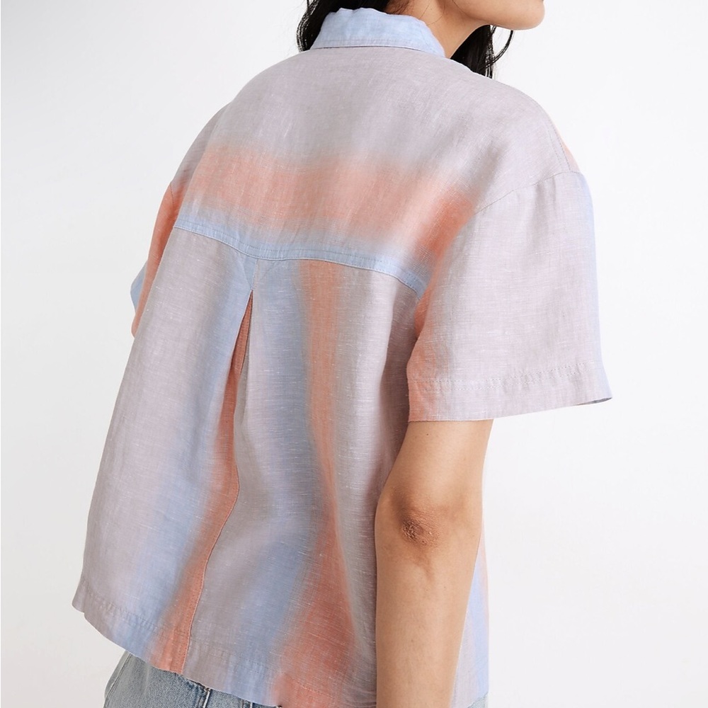 madewell Linen Beachside Shirt in Ombré Stripe